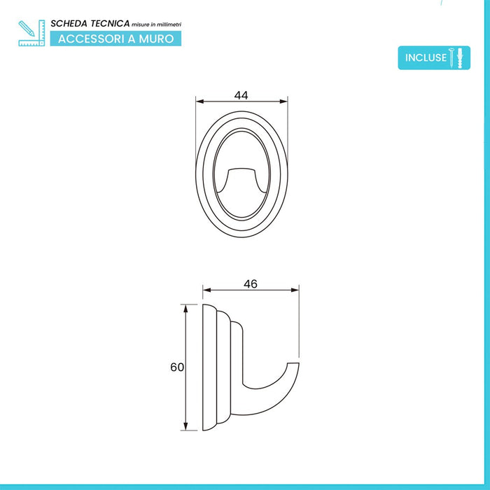 Appendino bagno a muro in acciaio cromato  Facile