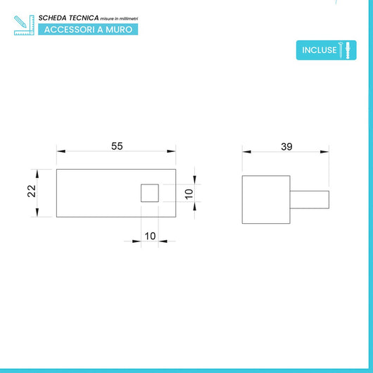 Appendino bagno a muro in acciaio cromato  Unica