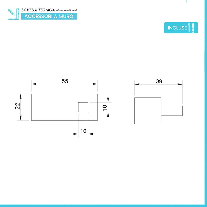 Appendino bagno a muro in acciaio cromato  Unica