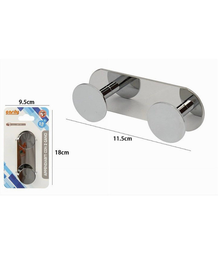 Appendino Con 2 Ganci Appendi Porta Asciugamano 2 Posti Bagno Casa Cromato 59761         