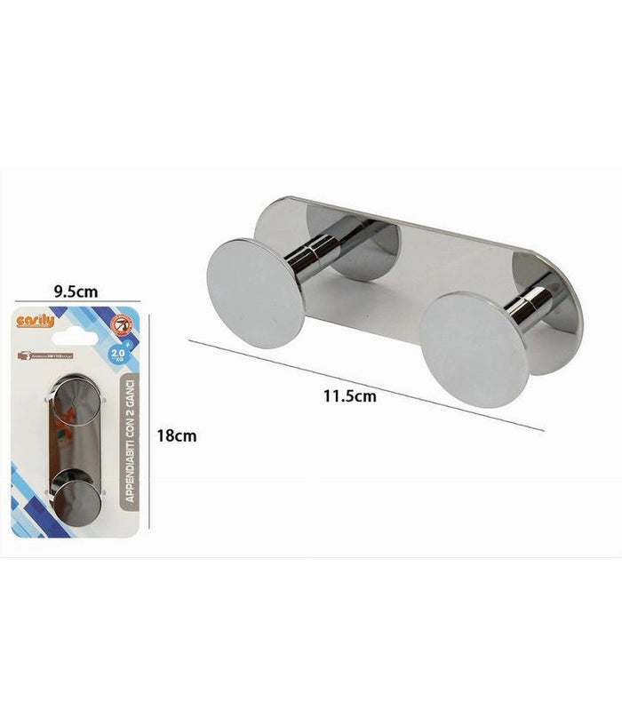 Appendino Con 2 Ganci Appendi Porta Asciugamano 2 Posti Bagno Casa Cromato 59761         