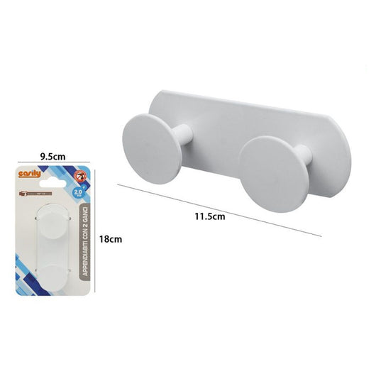 Trade Shop - Appendino Con 2 Ganci Appendi Porta Asciugamano A 2 Posti Bagno Casa Bianco 59771         