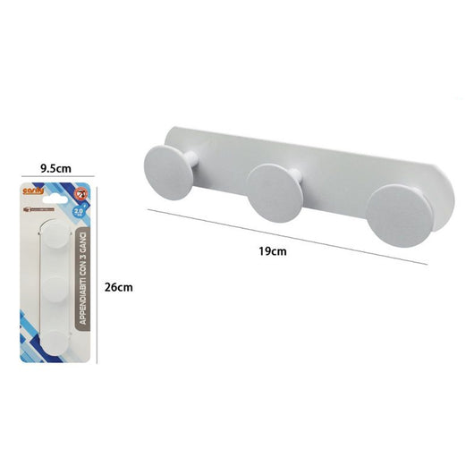 Trade Shop - Appendino Con 3 Ganci Appendi Porta Asciugamano A 3 Posti Bagno Casa Bianco 59772         