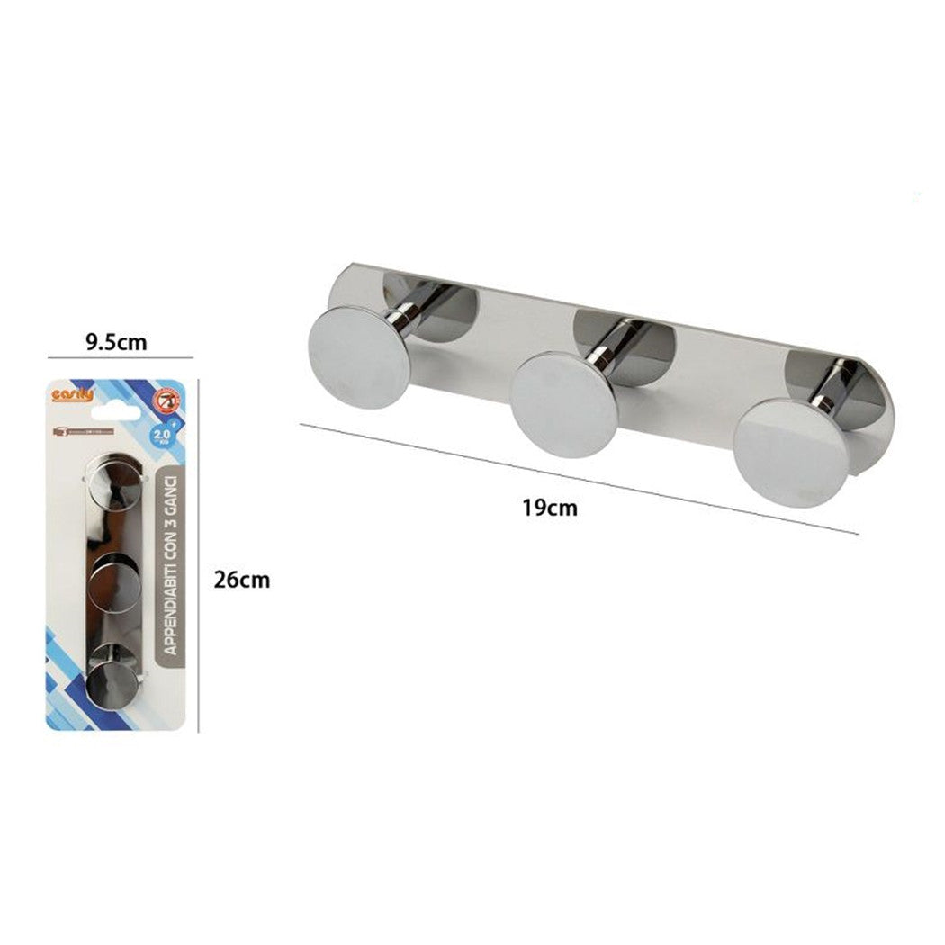 Trade Shop - Appendino Con 3 Ganci Appendi Porta Asciugamano A 3 Posti Bagno Casa Cromato 59762         