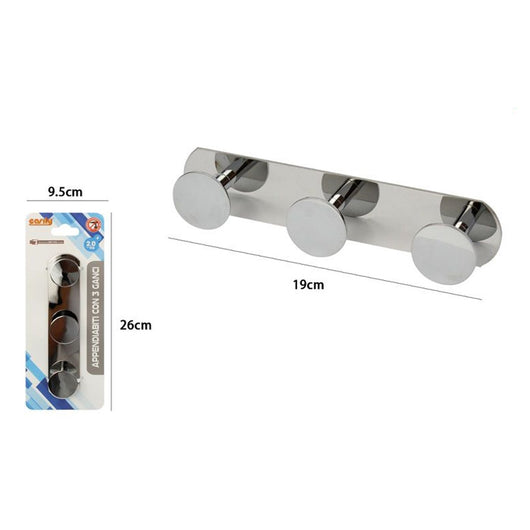 Trade Shop - Appendino Con 3 Ganci Appendi Porta Asciugamano A 3 Posti Bagno Casa Cromato 59762         