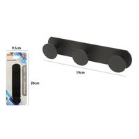 Trade Shop - Appendino Con 3 Ganci Appendi Porta Asciugamano A 3 Posti Bagno Casa Nero 59767         