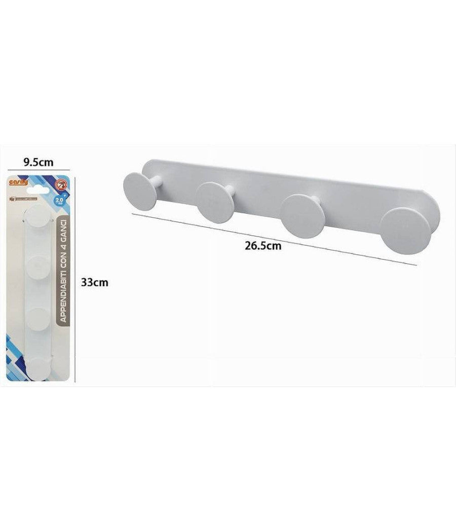 Appendino Con 4 Ganci Appendi Porta Asciugamano 4 Posti Bagno Casa Bianco 59773         