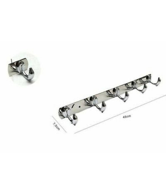 Appendino Con 5 Ganci A Delfino Parete Multiuso Acciaio Viti 45 X 7.5 Cm 52180         