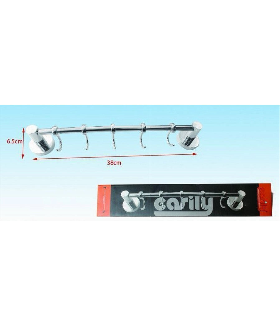 Appendino Con 5 Ganci Accappatoio Asciugamani Da Muro Acciaio Arredo Bagno 52195         