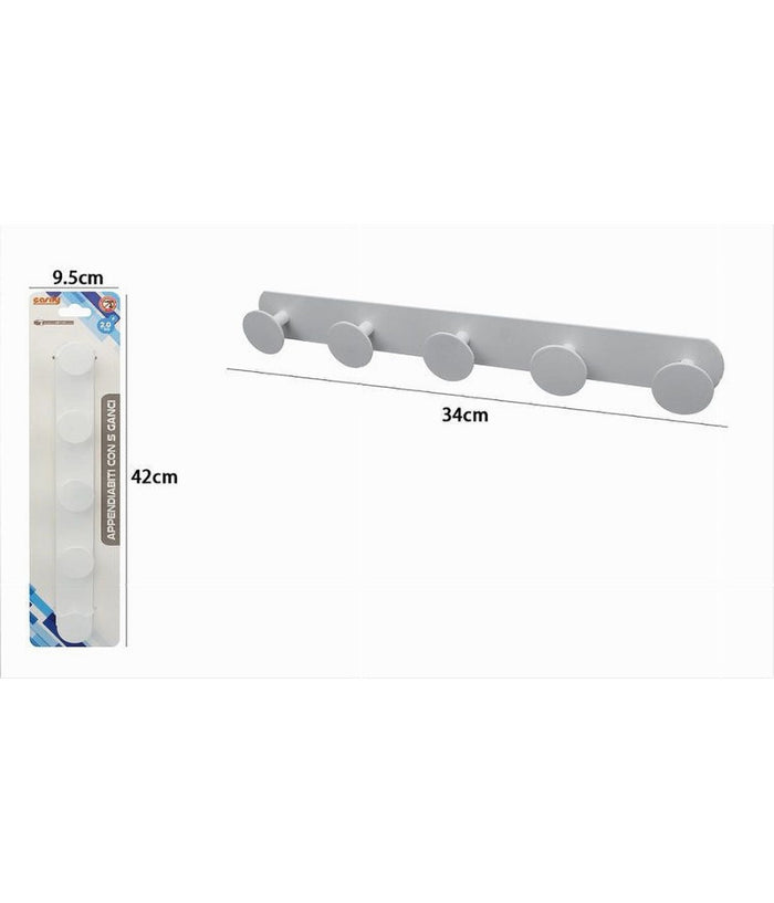 Appendino Con 5 Ganci Appendi Porta Asciugamano 5 Posti Bagno Casa Bianco 59774         