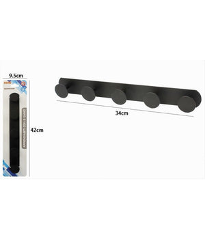Appendino Con 5 Ganci Appendi Porta Asciugamano A 5 Posti Bagno Casa Nero 59769         