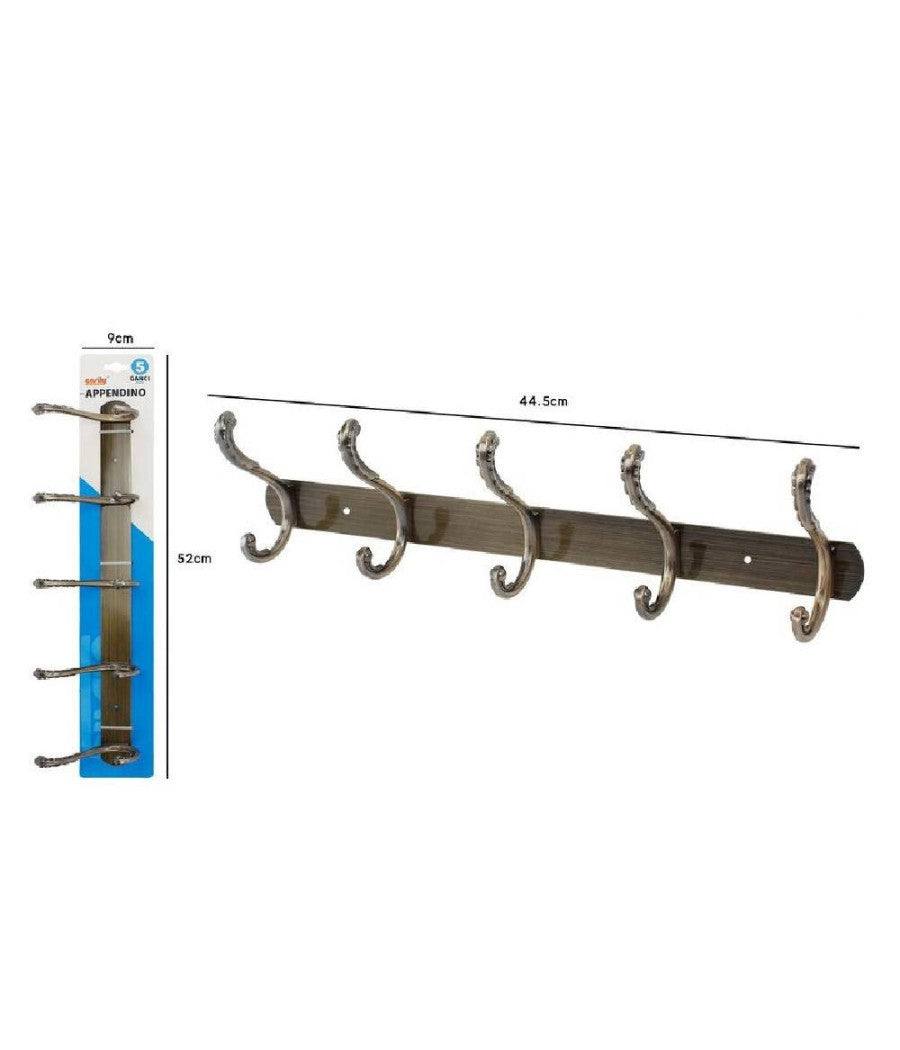 Appendino Con 5 Ganci Farfalla Parete Multiuso Viti Appendi Abiti 44.5 Cm 52185         