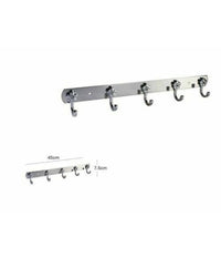 Appendino Con 5 Ganci Fiori Parete Multiuso Acciaio Viti 45x7.5 Cm 52674 Appendi         