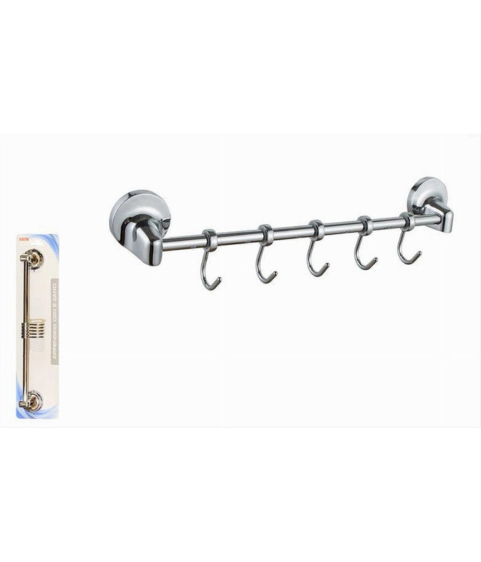 Appendino Con 5 Ganci Per Accappatoi Asciugamani Da Parete Accessori Bagno 79811         