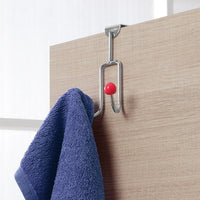 Appendino con doppio gancio in acciaio cromato e pomelli bianchi