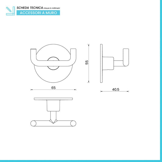Appendino Cromato con Doppia modalità di Fissaggio