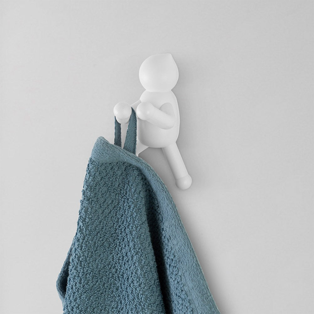 Appendino da muro in ABS bianco con doppia modalità di fissaggio  Bruce