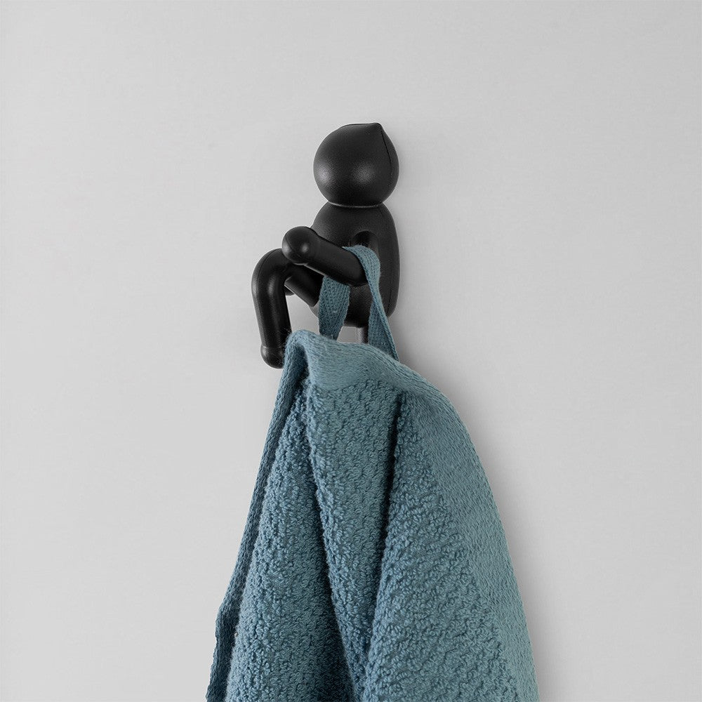 Appendino da muro in ABS nero con due modalità di fissaggio | Bruce