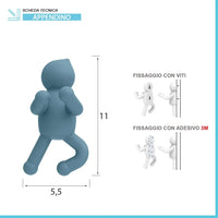 Appendino da muro in ABS turchese con due modalità di fissaggio  Bruce