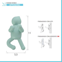 Appendino da muro in ABS verde con due modalità di fissaggio  Bruce