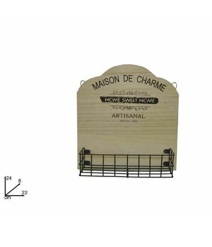 Appendino Da Parete Con Mensola In Legno Metallo Decorazione Casa 24 X 22 X 6 Cm         