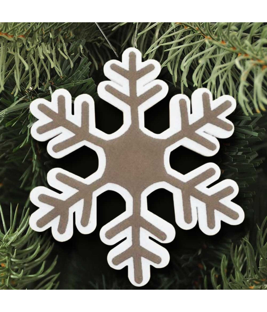 Appendino Fiocco Di Neve Natale Ovatta E Juta 44 Cm Decorazioni Natale         