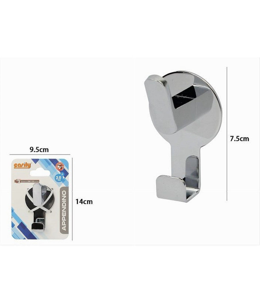 Appendino Gancio 2 Posti Porta Asciugamano Bagno Casa Cucina Cromato 7.5cm 59730         