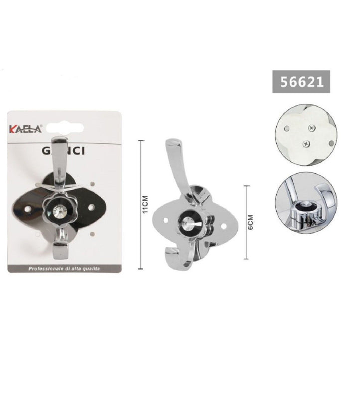 Appendino Gancio Appendi Abiti Asciugamano 1 Posto Fiore Diamante 11x6 Cm 56621         