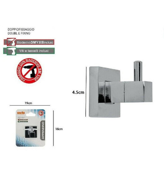 Appendino Gancio Appendi Porta Asciugamano 1 Posto Bagno Square 4,5 Cm 59179         