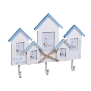 Appendino mare legno 3 posti con portafoto multiplo 5p cabina cm 46,5x35x4,5