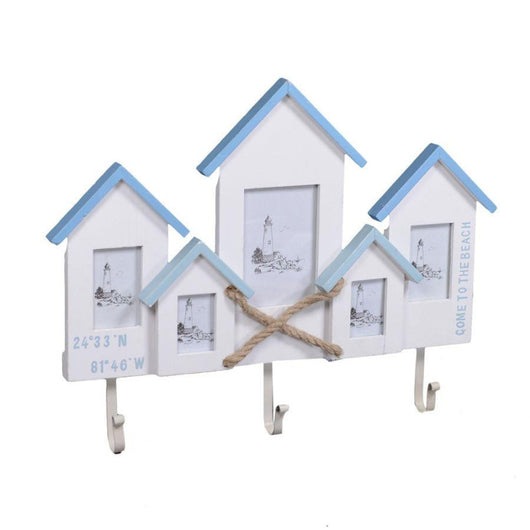 Appendino mare legno 3 posti con portafoto multiplo 5p cabina cm 46,5x35x4,5