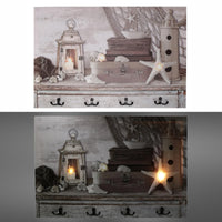 Appendino mare legno 8 posti con led cm 60x40x1,8