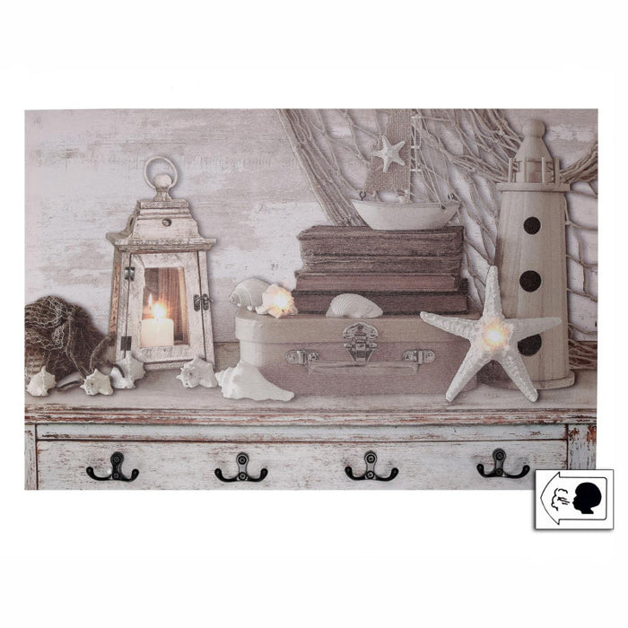 Appendino mare legno 8 posti con led cm 60x40x1,8