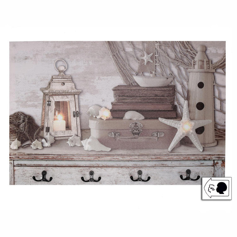 Appendino mare legno 8 posti con led cm 60x40x1,8