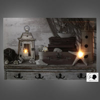 Appendino mare legno 8 posti con led cm 60x40x1,8