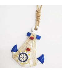 Appendino Parete Ancora Blu Bianco Shabby Stile Marino Segnaposto Bomboniera         