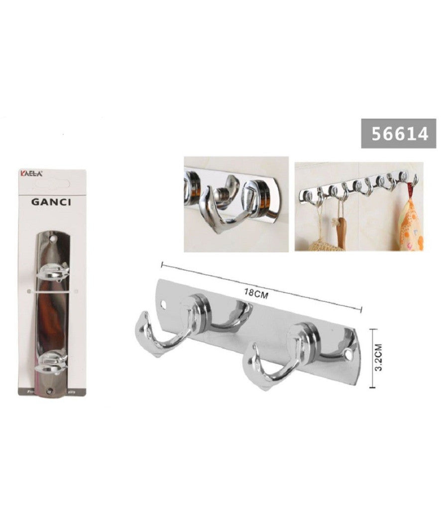 Appendino Porta Asciugamani A 2 Ganci Forma Delfino Parete Bagno 18x3.2cm 56614         