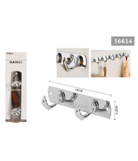 Appendino Porta Asciugamani A 2 Ganci Forma Delfino Parete Bagno 18x3.2cm 56614         