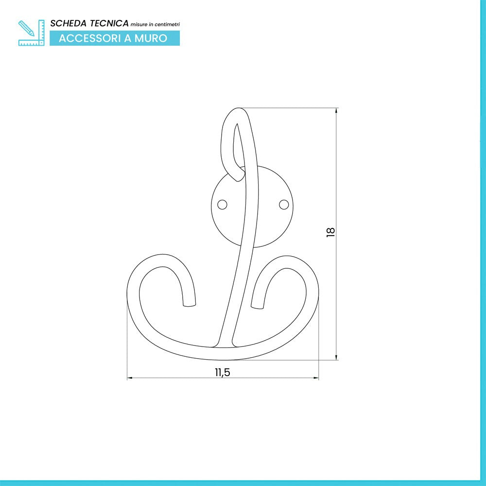 Appendino porta asciugamani da muro in ferro battuto nero Siena