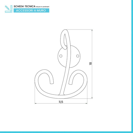 Appendino porta asciugamani da muro in ferro battuto nero Siena