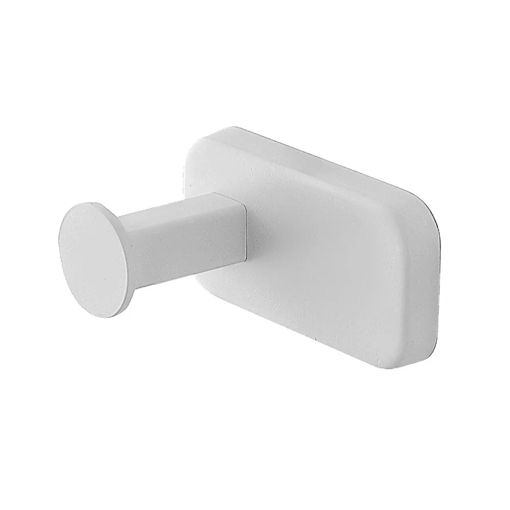 Appendino portasciugamani in acciaio inox bianco con doppio fissaggio