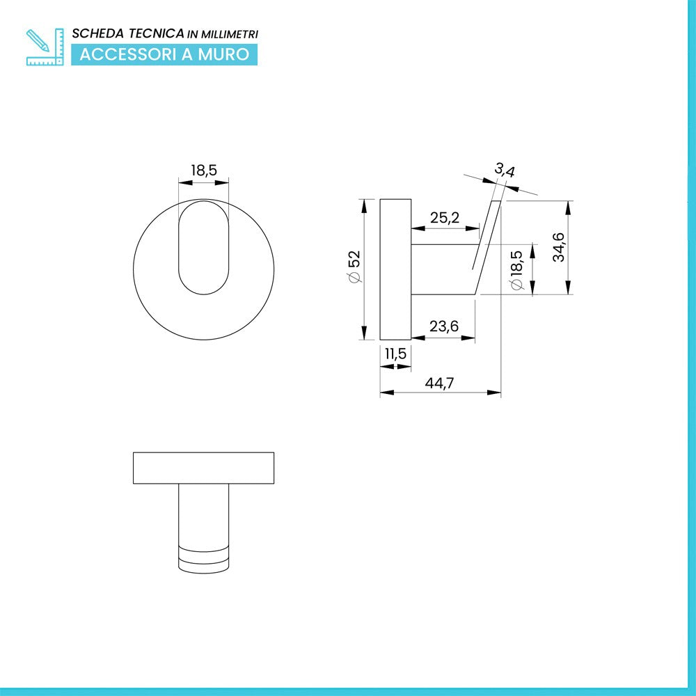 Appendino portasciugamani in acciaio nero opaco Chic Black
