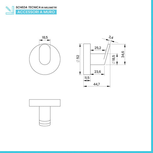 Appendino portasciugamani in acciaio nero opaco Chic Black