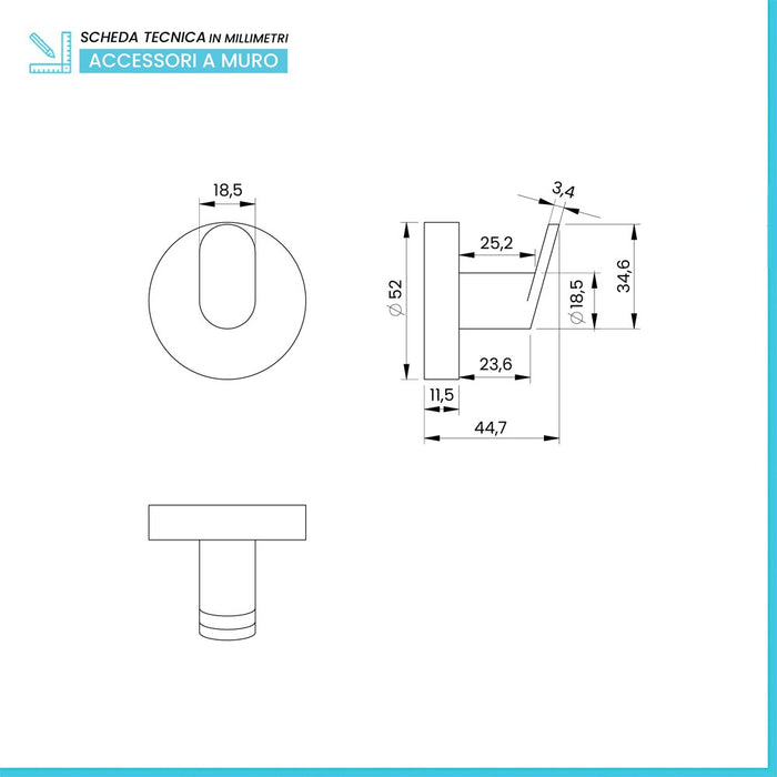 Appendino portasciugamani in acciaio nero opaco Chic Black