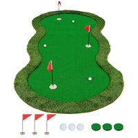 Tappetino da golf per putting con 3 buchi e palline da golf, Tappetino professionale per allenamento golf Verde-Golf