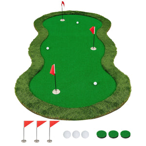 Tappetino da golf per putting con 3 buchi e palline da golf, Tappetino professionale per allenamento golf Verde-Golf