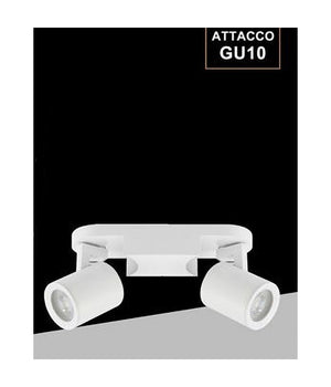 Applique 2 Diffusori Orientabile Soffitto Parete Lampada Gu10 Bianco Nero Th8802  Bianco       