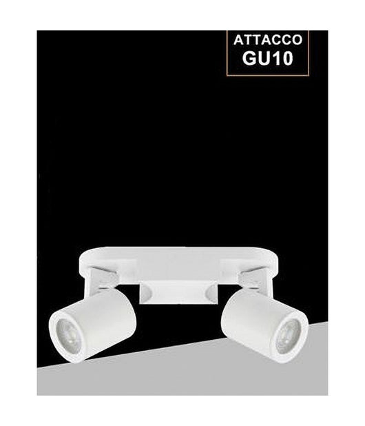 Applique 2 Diffusori Orientabile Soffitto Parete Lampada Gu10 Bianco Nero Th8802  Bianco       