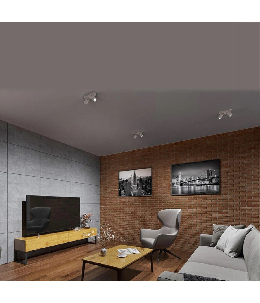 Applique 2 Diffusori Orientabile Soffitto Parete Lampada Gu10 Bianco Nero Th8802  Bianco       