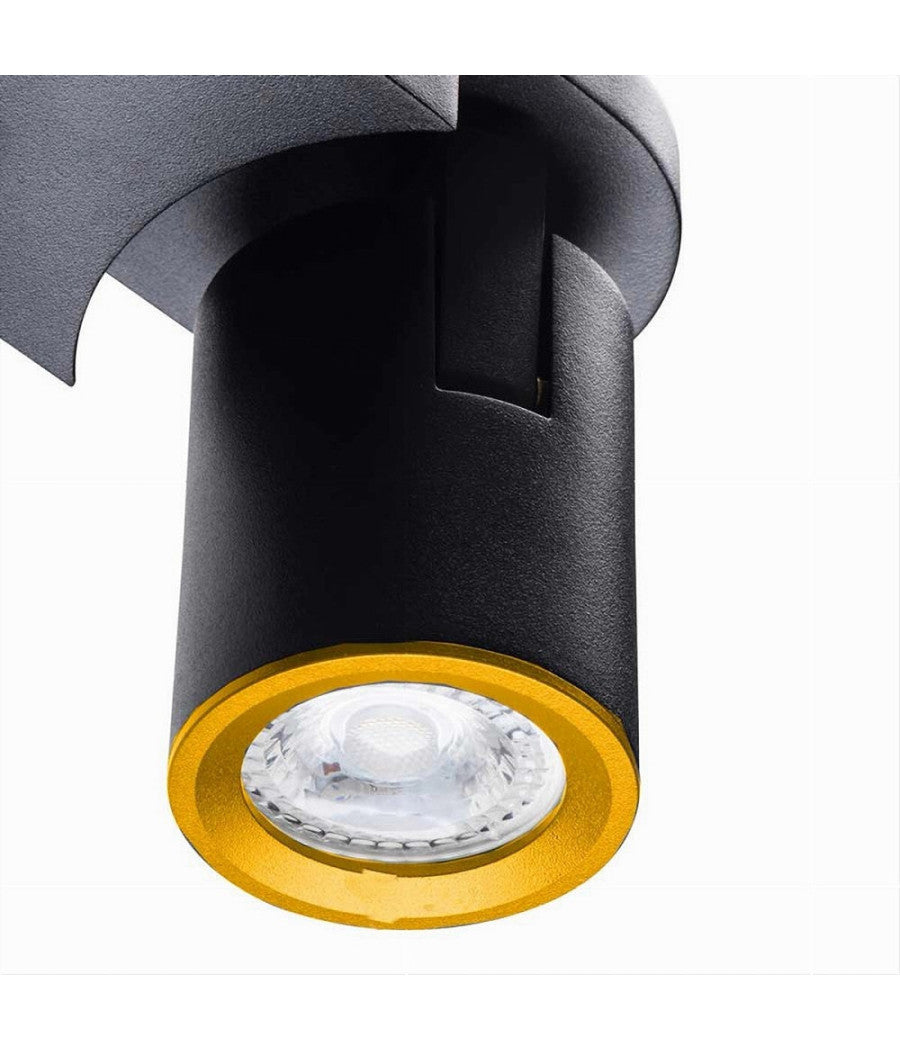 Applique 2 Diffusori Orientabile Soffitto Parete Lampada Gu10 Bianco Nero Th8802  Nero       